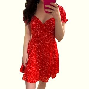 RED FLOWY DRESS